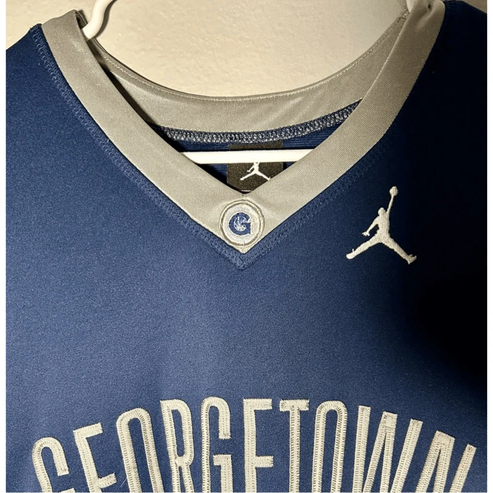 Jordan Georgetown Hoyas NCAA #55 Authentic Blue & Gray Jersey Sz S
